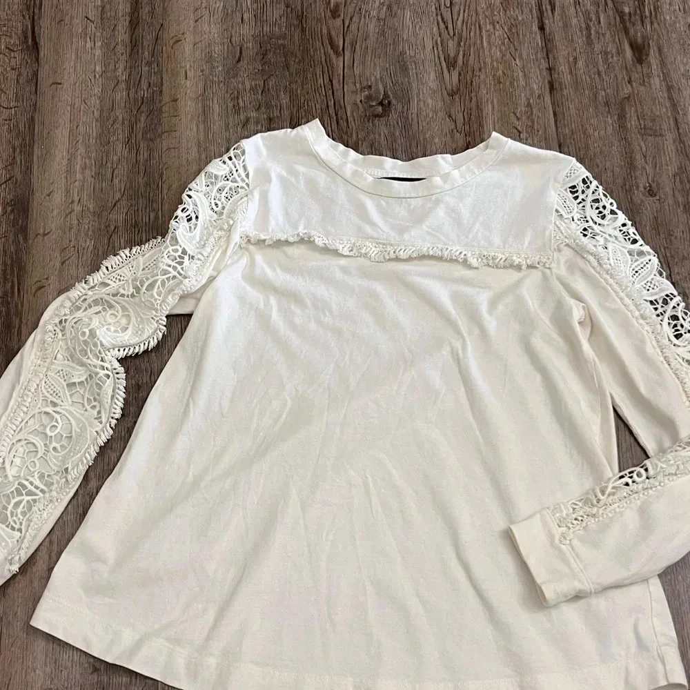 Banana Republic • Lace Accent Long Sleeve Blouse